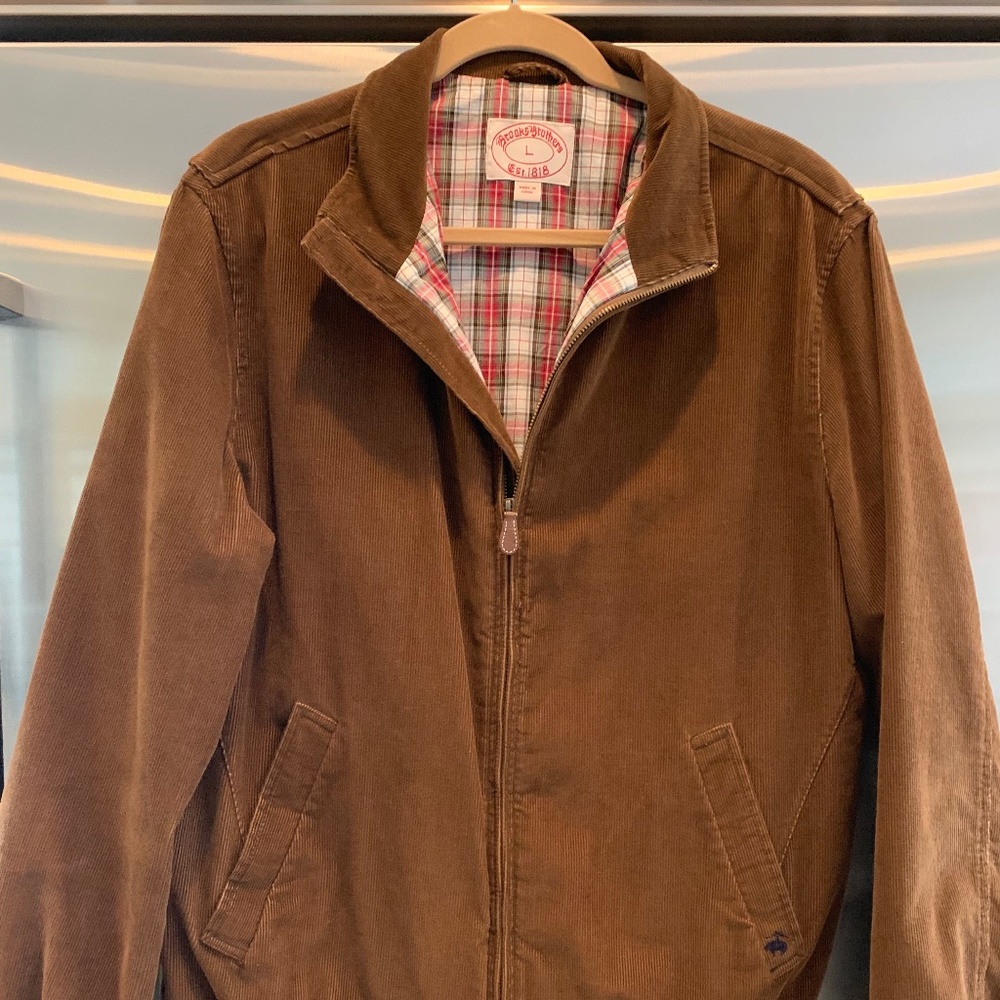 Vintage Brooks Brothers Men's Brown Corduroy Bomber Jacket